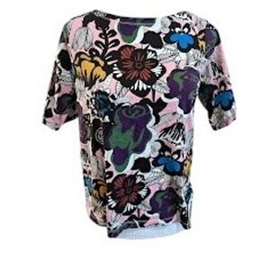 Marimekko x Uniqlo Womens Floral Print Short Sleeve T-Shirt Pink Purple S